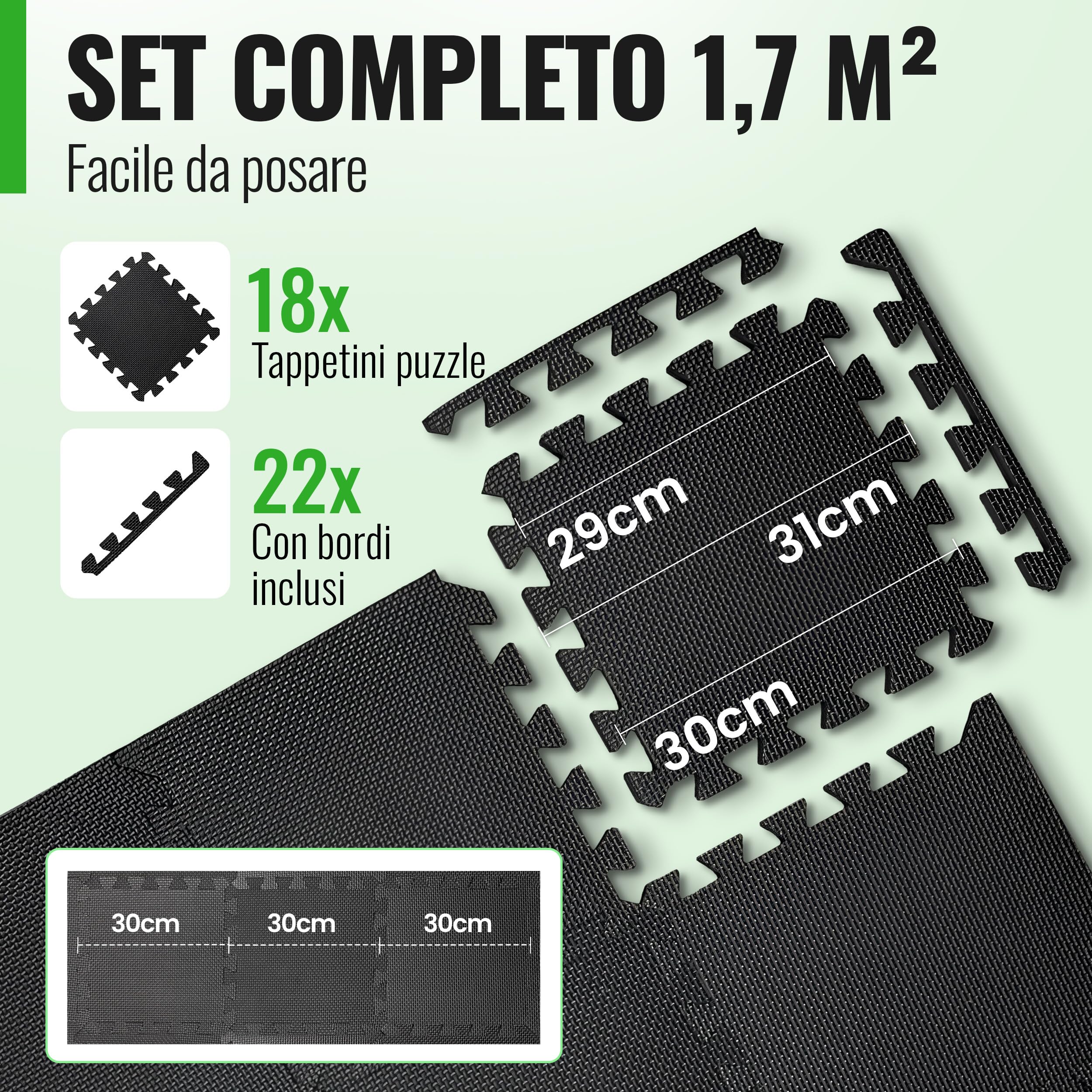 AthleticPro Fitness Tappetino protettivo per pavimento - tappetini extra spessi - tappetini protettivi antiscivolo per sala fitness e attrezzature per il fitness