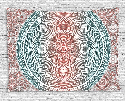 Miniatura 188 de Ambesonne Tapiz indie, estilo moderno de Memphis de los años ochenta, geométrico, abstracto, colorido, diseño de puntos, funky, para colgar en la