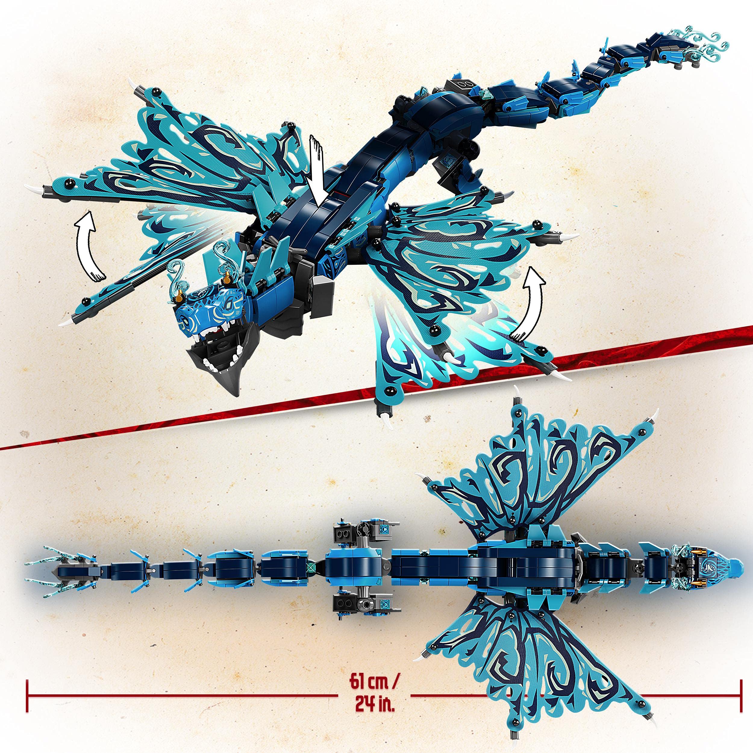LEGO 71754 NINJAGO Wasserdrache Set, Drachen-Spielzeug für Kinder ab 9 Jahren, Set mit Mini-U-Boot und 5 Ninja Mini-Figuren, Geschenk für Mädchen, Jungen und Kinder ab 9 Jahren