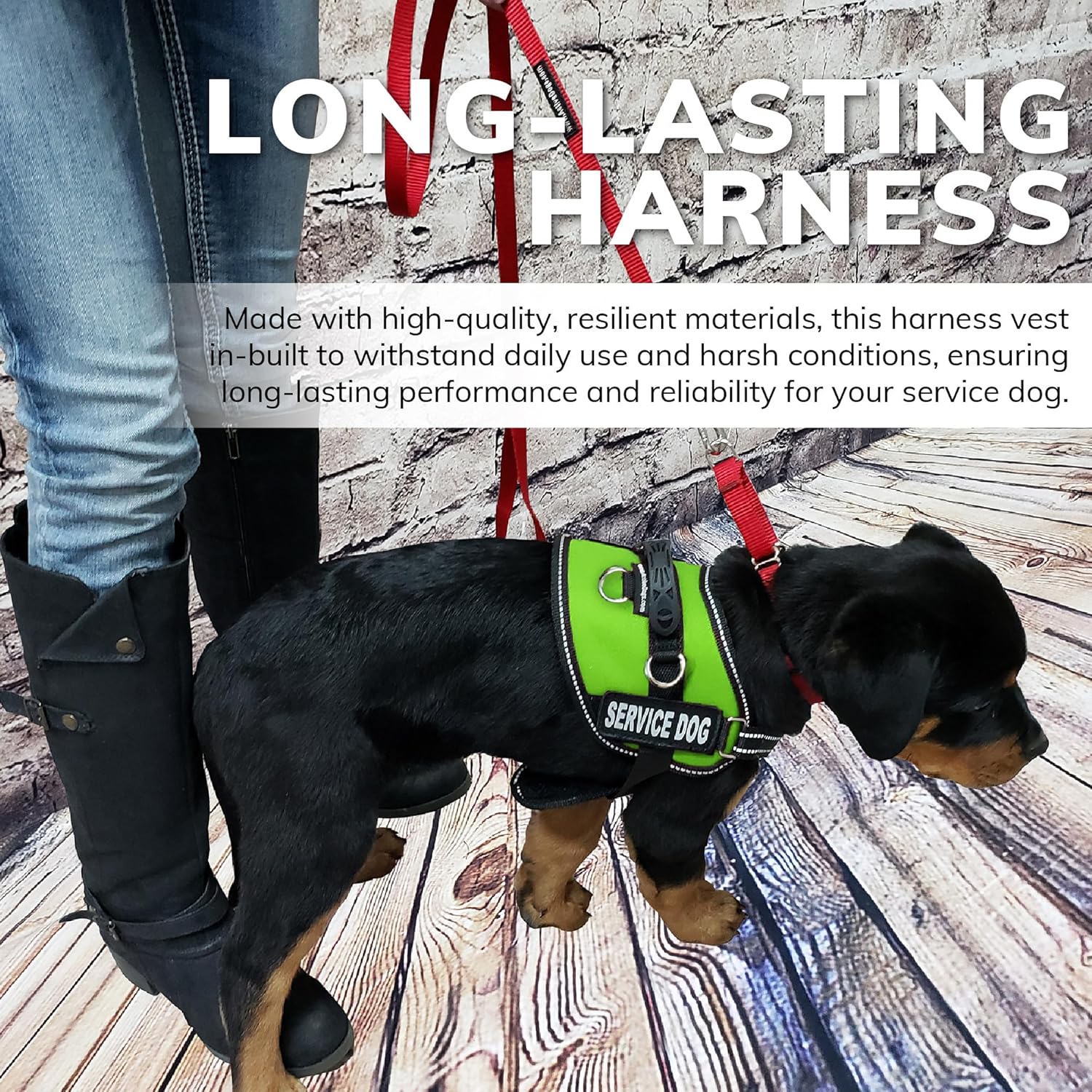 ActiveDogs Service Dog Vest - Padded Air-Tech Harness, Reflective - No Pull Large Dog Harness, Heavy-Duty, L - Girth 25"-35", Lime