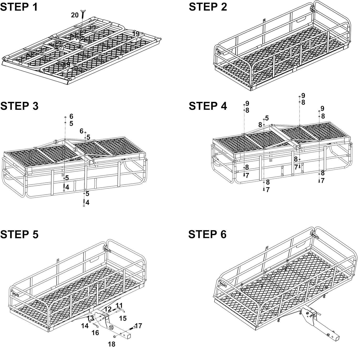 OKLEAD 400 Lbs Heavy Duty Hitch Mount Cargo Carrier 60" x 24" x 14.4" Folding Cargo Rack Rear Luggage Basket Fits 2" Receiver for Car SUV Camping Traveling : Automotive