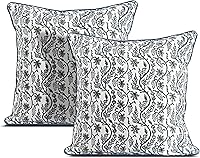 Vista 14 de Ridhi Juego de 2 fundas de almohada modernas de algodón decorativas para sillón, sofá, cama, sala de estar, decoración primaveral del hogar, 16 x 16
