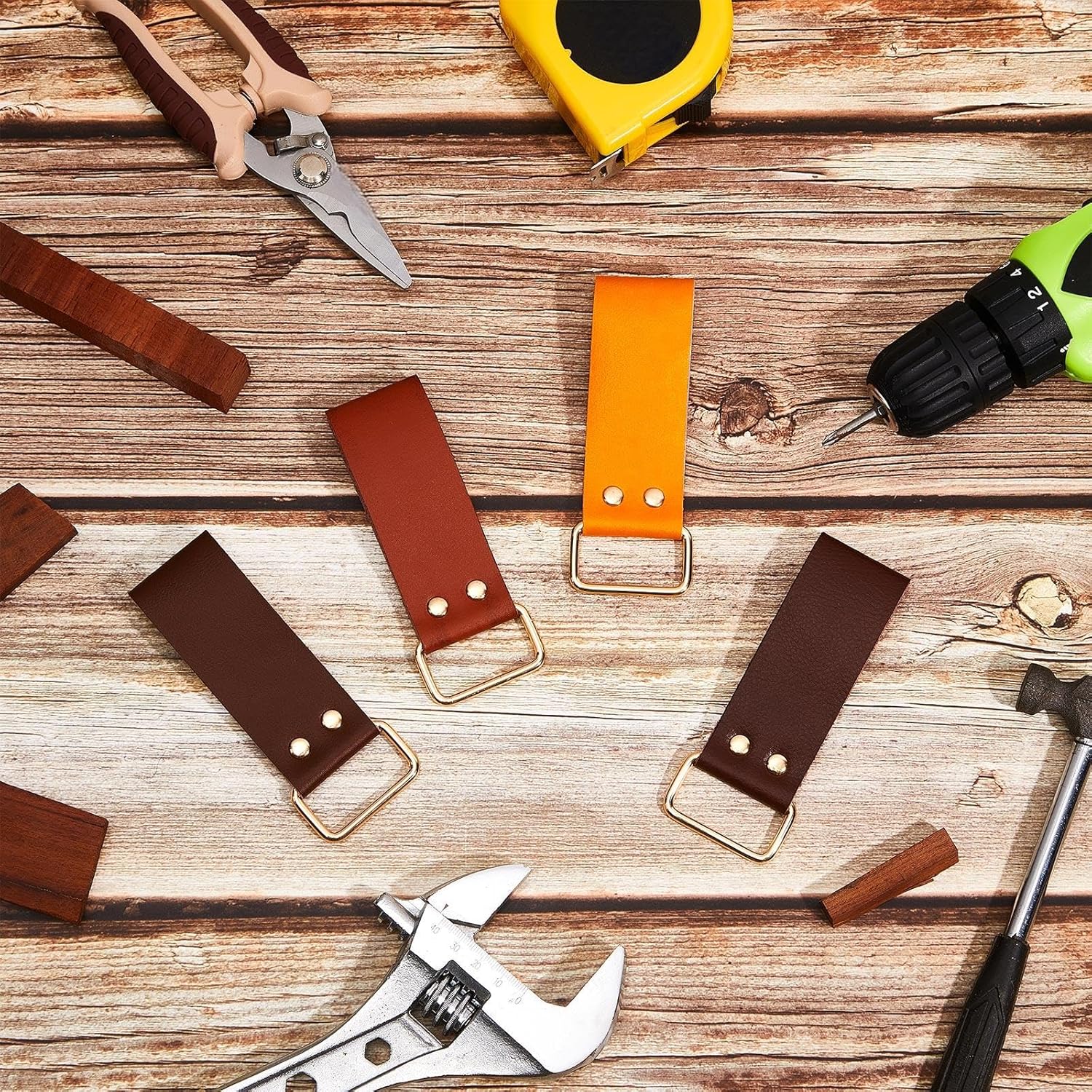 Jetec 4 Pieces Leather Tape Measure Holder Belt Clip Measuring Tool Loop for Drills Impact Tools