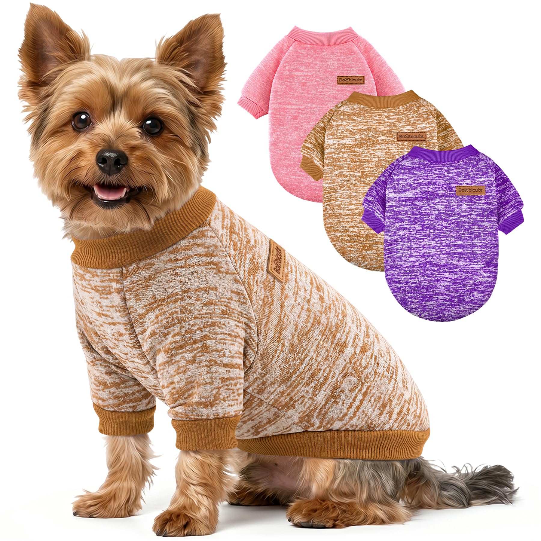 3 Pack Dog Sweaters for Small Dogs Girl Boy Winter Fleece Clothes Warm Soft Dog Sweatshirt Outfit for Dogs Cats Pet Apparel