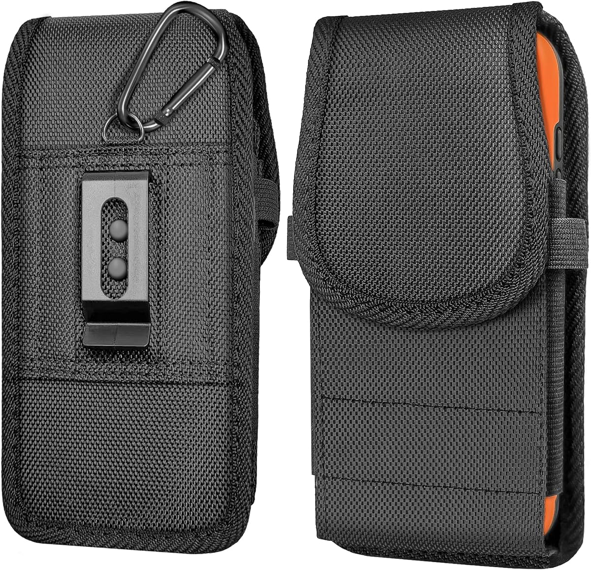 Nylon Holster for Samsung Galaxy S26, S25, S24, S23, S22, S21 (Not for FE/Plus/Ultra), Magnetic Closure, Cell Phone Belt Holder with Clip & ID Slot, Fits Otterbox Commuter Case, Black