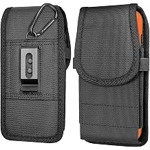DeBin Nylon Holster for Samsung Galaxy S26 Ultra, S25 Ultra, S24 Ultra, S23 Ultra, S22 Ultra, S21 Ultra, [Magnetic Closure] Cell Phone Belt Holder Case with Clip, ID Card Slot Pouch Cover, Black