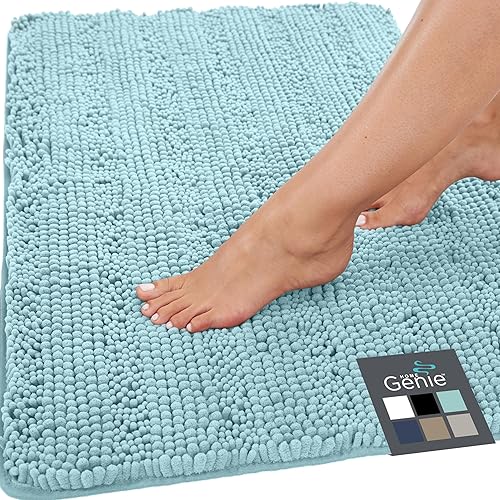 HOME GENIE Alfombra de baño de felpilla de microfibra suave absorbente de 30 x 20 pulgadas, parte trasera de goma, lavable a máquina, alfombras