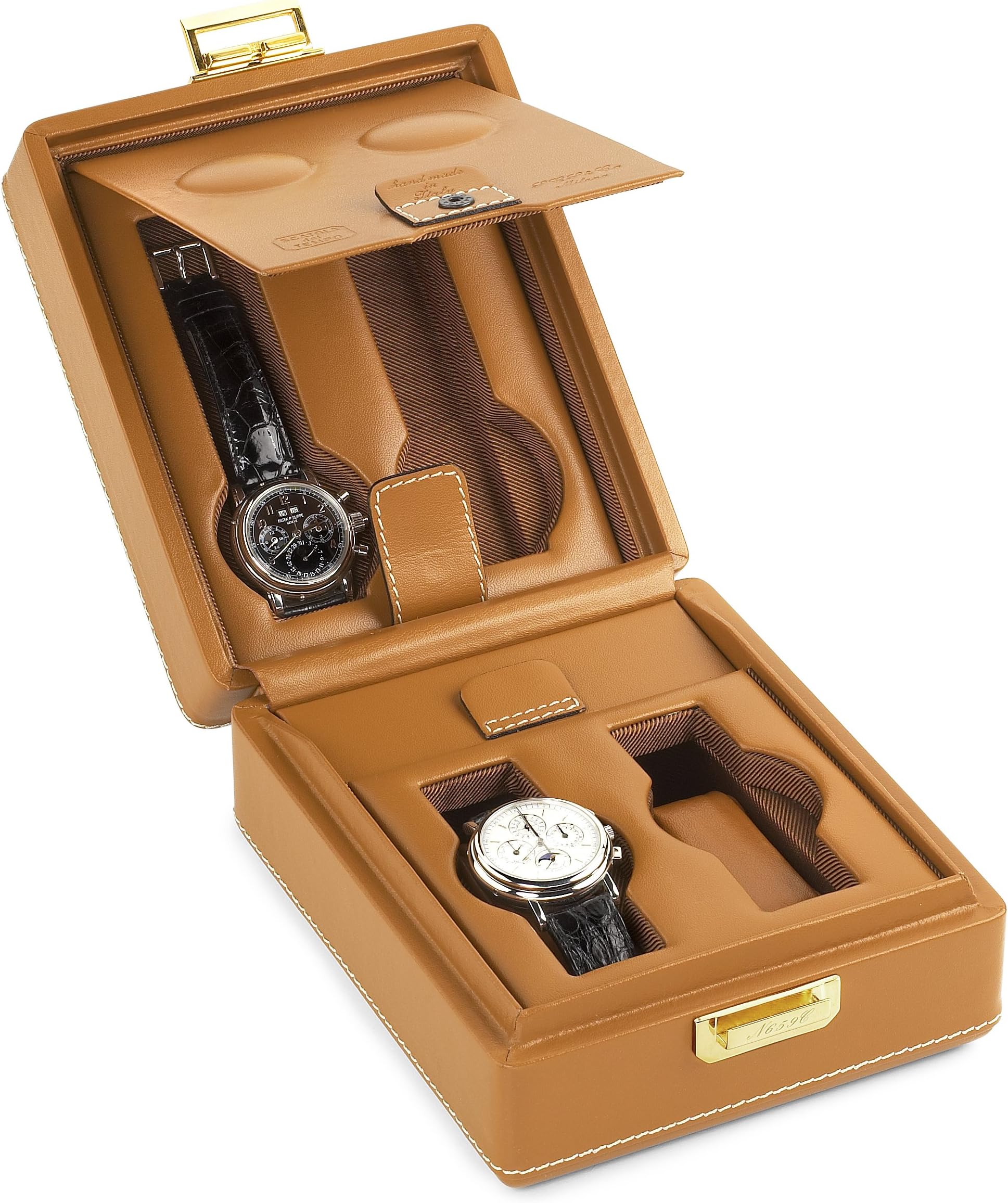 2+2 4 Watch Leather Collectors Travel Case