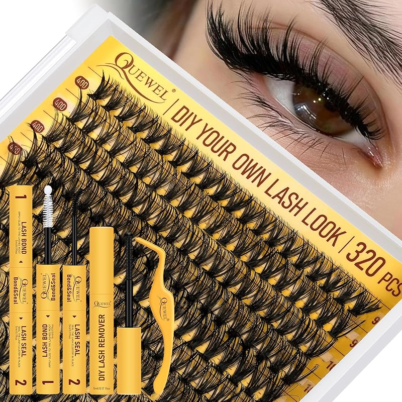 Kit de Cílios em Tufos QUEWEL 320 Unidades 40D com Aplicador e Removedor