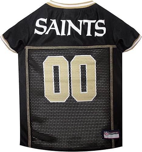 Camiseta para perro de los New Orleans Saints, de la NFL, talla L, el mejor atuendo de camiseta de fútbol americano para perros o gatos, con licencia