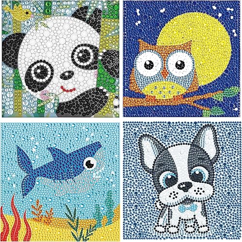 Juego de 4 piezas de pintura de diamantes para niños kit de pinturas de diamantes de panda para adultos imágenes de diamantes kits de pintura de