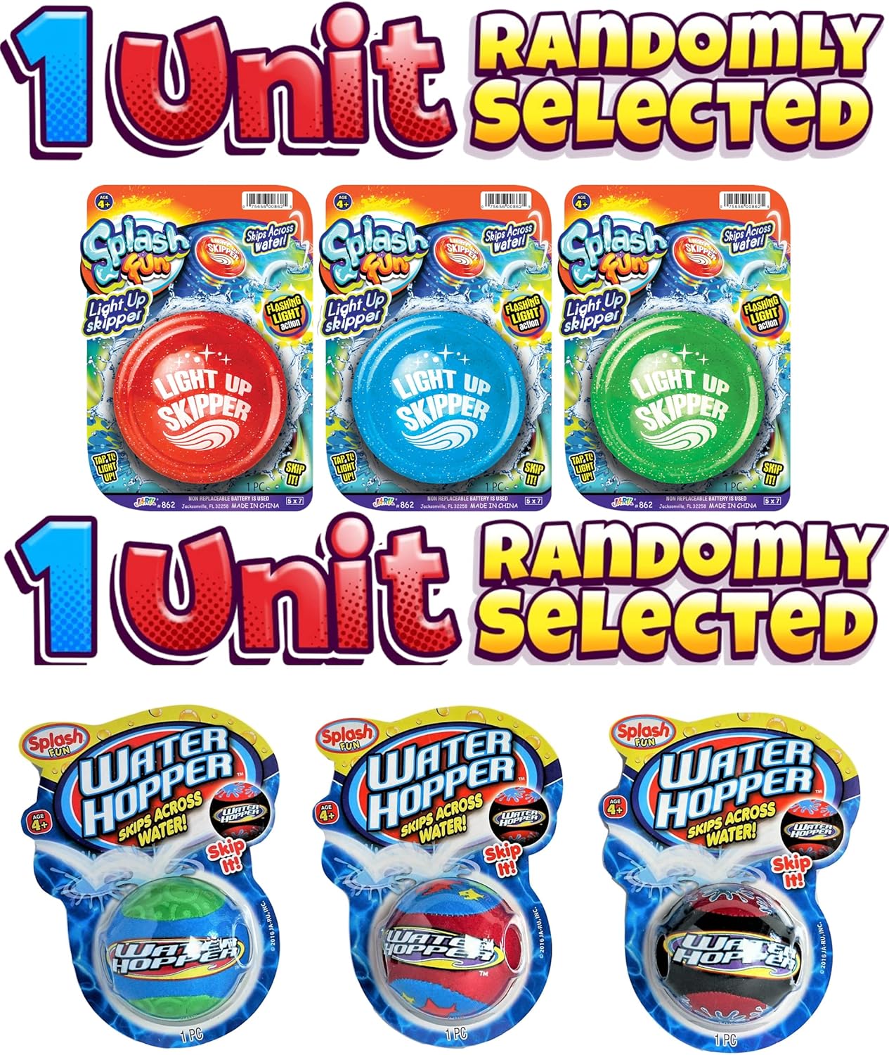 Pro WaterHopper Ball + Skipper Disc with Flashing Light (2 Pack