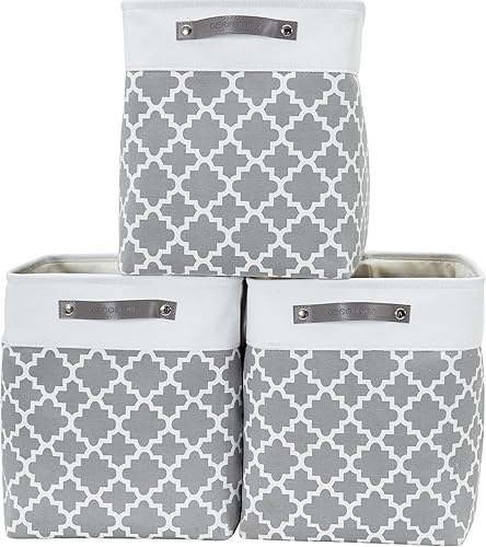 Miniatura 35 de DECOMOMO Cestas de almacenamiento para estantes, contenedores de almacenamiento de tela, organizadores de armario de lino y almacenamiento (beige y