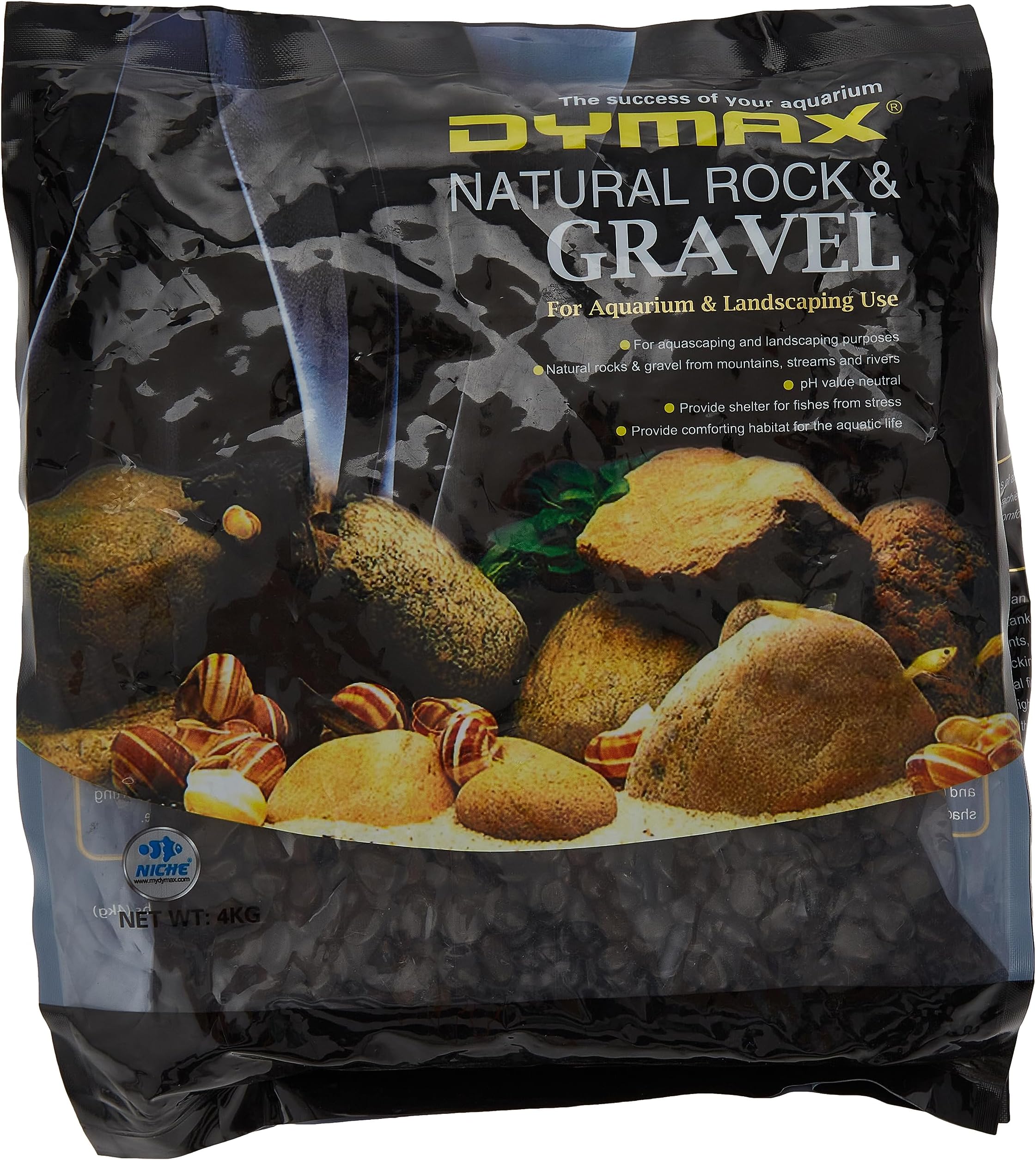 Aquarium Substrate Pure Black Stone 2-3 Cm 4Kg