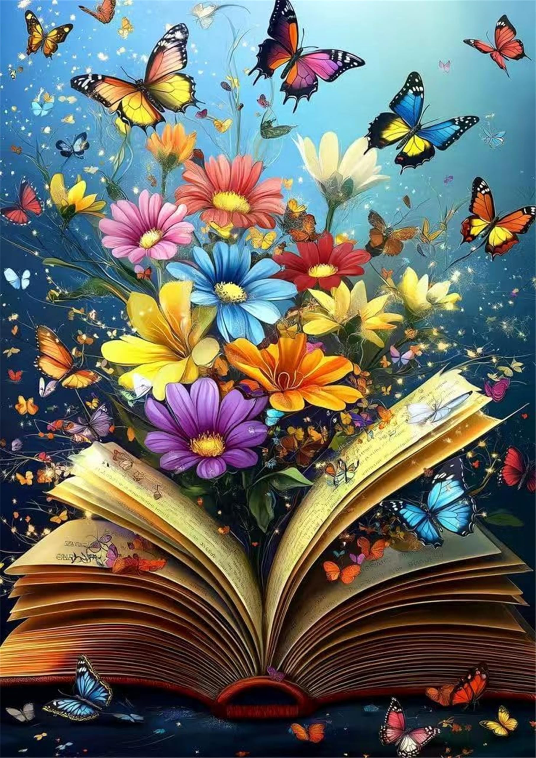 SDAFUS.. DIY Book and Flower Paint by Number for Adults,Butterfly Painting Kits for Adult,Color by Numbers,Paint by Number Canvas Crafts Watercolor for Beginner Room Decor (Book and Butterfly)