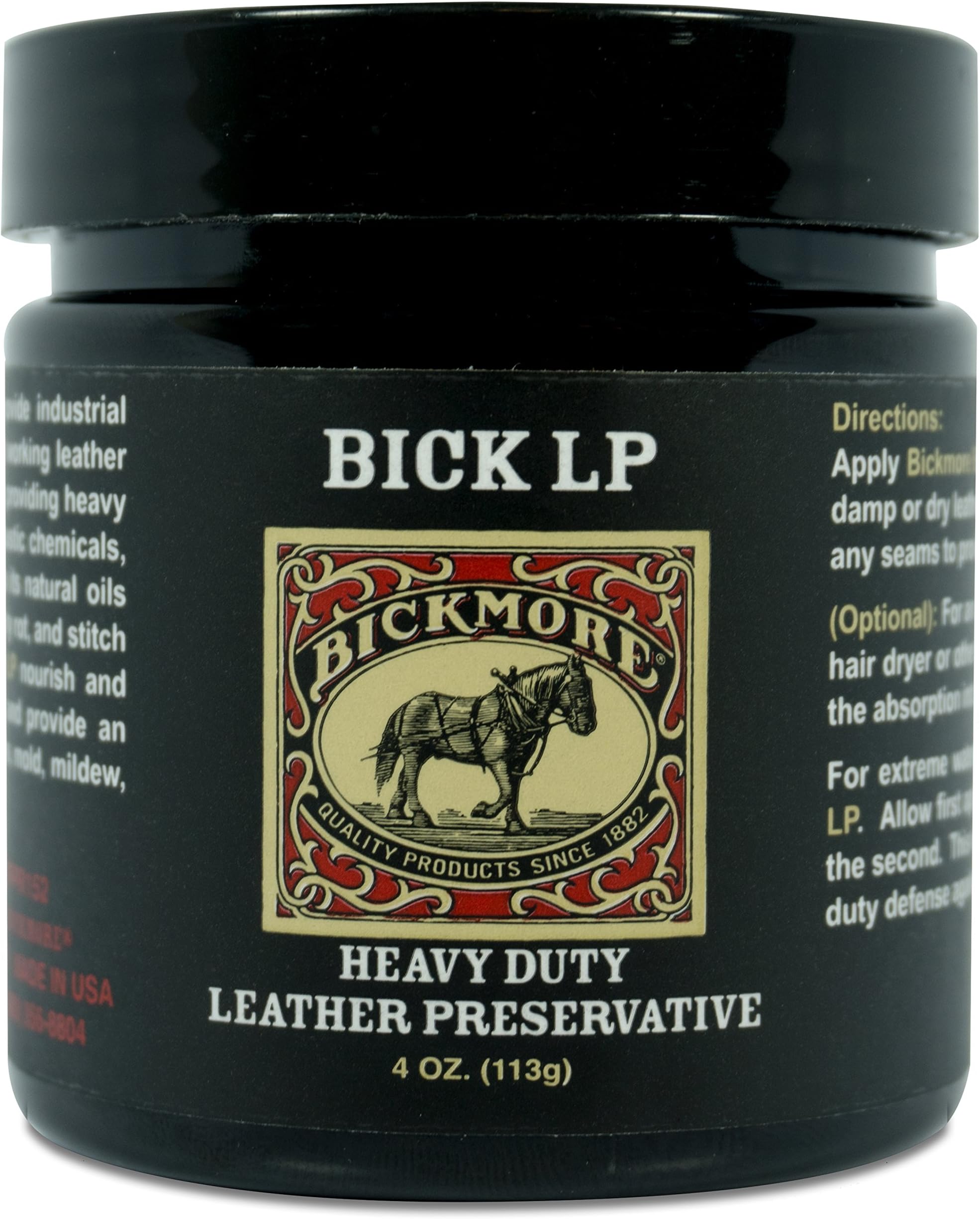 Bick LP 4 oz - Heavy Duty Leather Preservative - Leather Protector For Boots, Shoes, Motorcycle Seats, Saddles, Tool Pouches and Belts, Baseball Gloves, and More