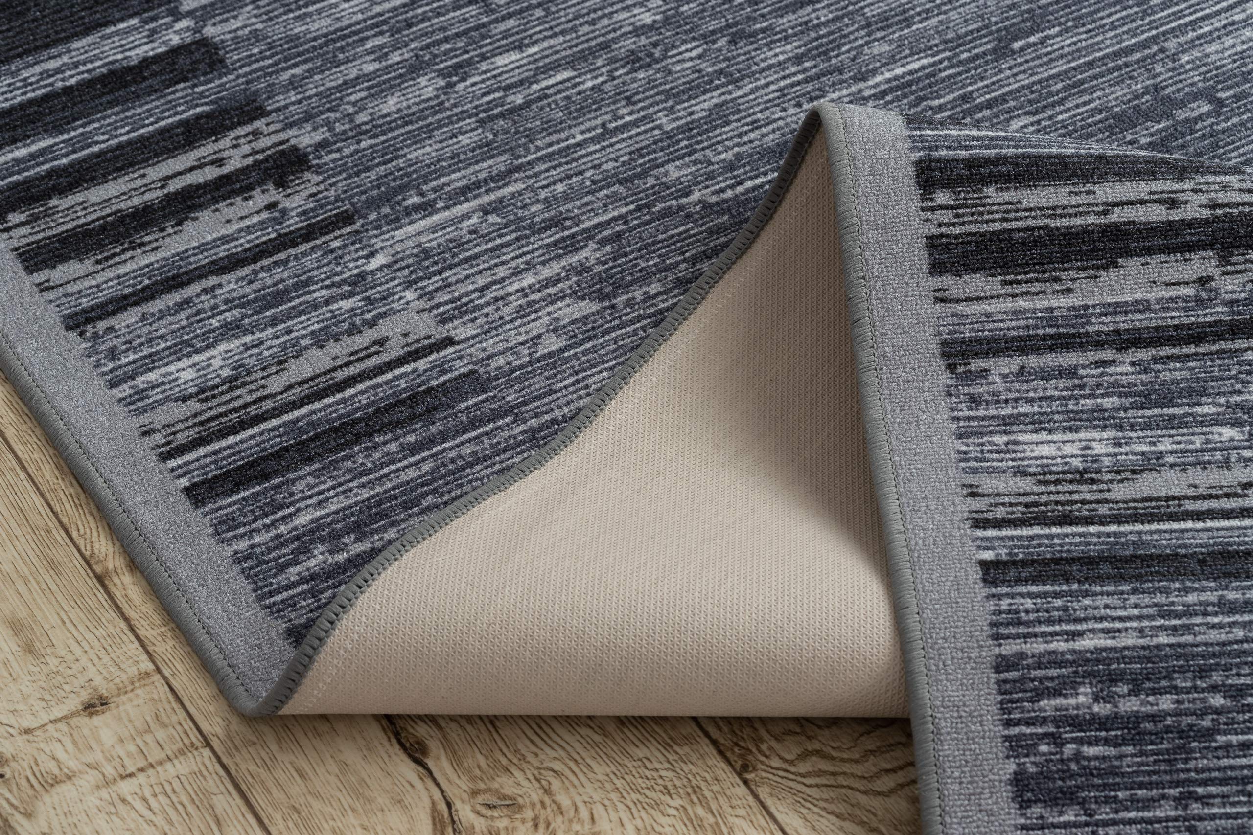 rugsx Tapis de Couloir Adagio Gris - Antidérapant, Moderne et Durable, idéal pour la Cuisine, Le Hall et Le Couloir, 100x300 cm
