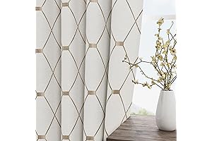 Beige Cream Linen Textured Curtains 84 inches for Dining Room