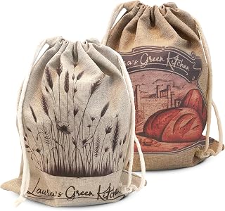 Laura's Green Kitchen Linen Bread Bag - 2 Pack, Beige