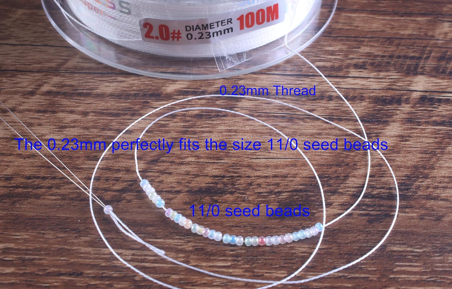 KONMAY 0.23mm 28lb White Seed Bead Thread for Loom & Peyote Stitch | Low-stretch thread for 8/0–15/0 seed beads,loom weaving,peyote stitch,brick stitch,gemstones