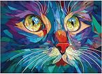 Rocorose Stained Puzzle de chat en verre pour adultes, 1000 Pièces Joli chaton Puzzles d'art Challenging mignon puzzle d'animaux colorés pour le jeu nuits Décor maison