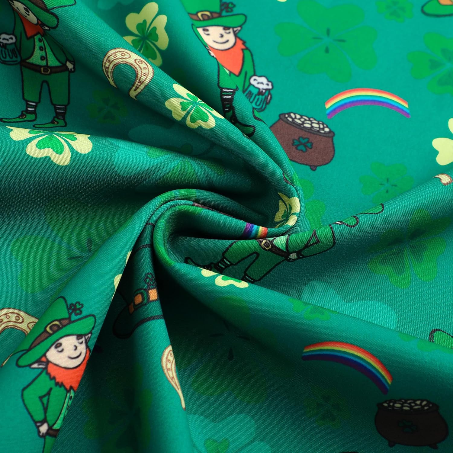 Mens St. Patrick's Day Hawaiian Shirt Shamrock Irish Printed Green Clover Short Sleeve Button Down Beach Shirts Tops - Image 2