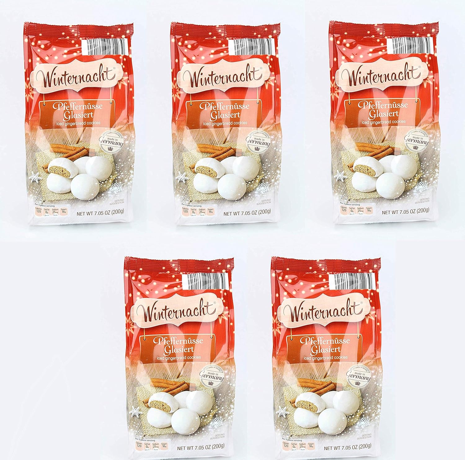 Winternacht Pfeffernusse Glasiert, Iced Gingerbread Cookies (pack of 5 7.5 Ounce)