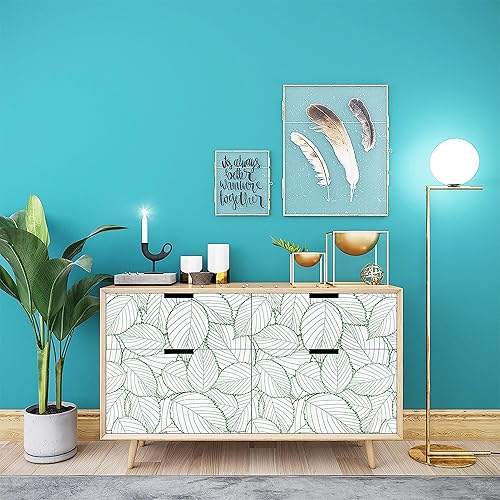 Miniatura 35 de Kitico Papel tapiz autoadhesivo para despegar y pegar, hojas extraíbles, papel de contacto con hojas verdes, papel tapiz autoadhesivo de hojas