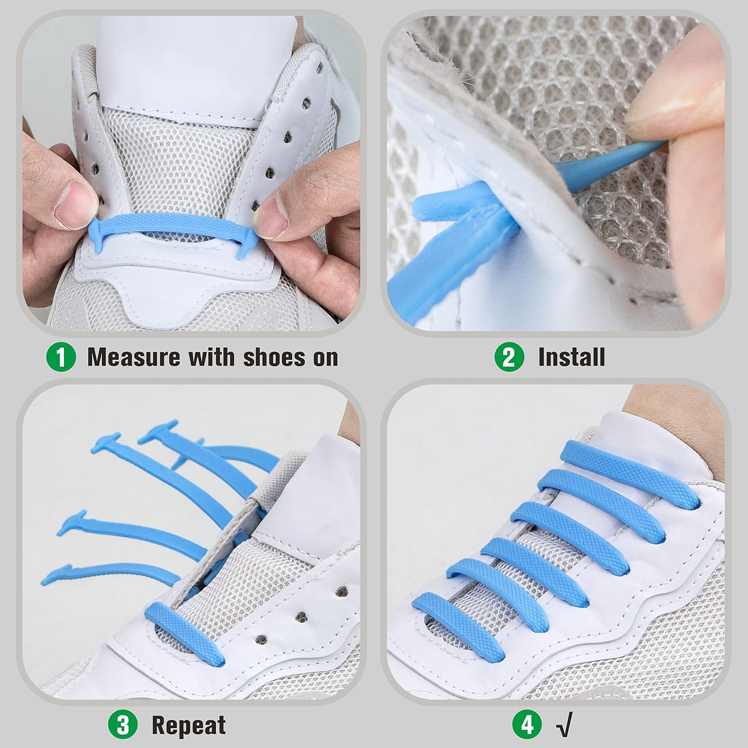 INMAKER No Tie Shoelaces for Adults and Kids, Elastic Laces for Sneakers | Rubber Silicone Tieless Laces, Stretchy Shoelaces