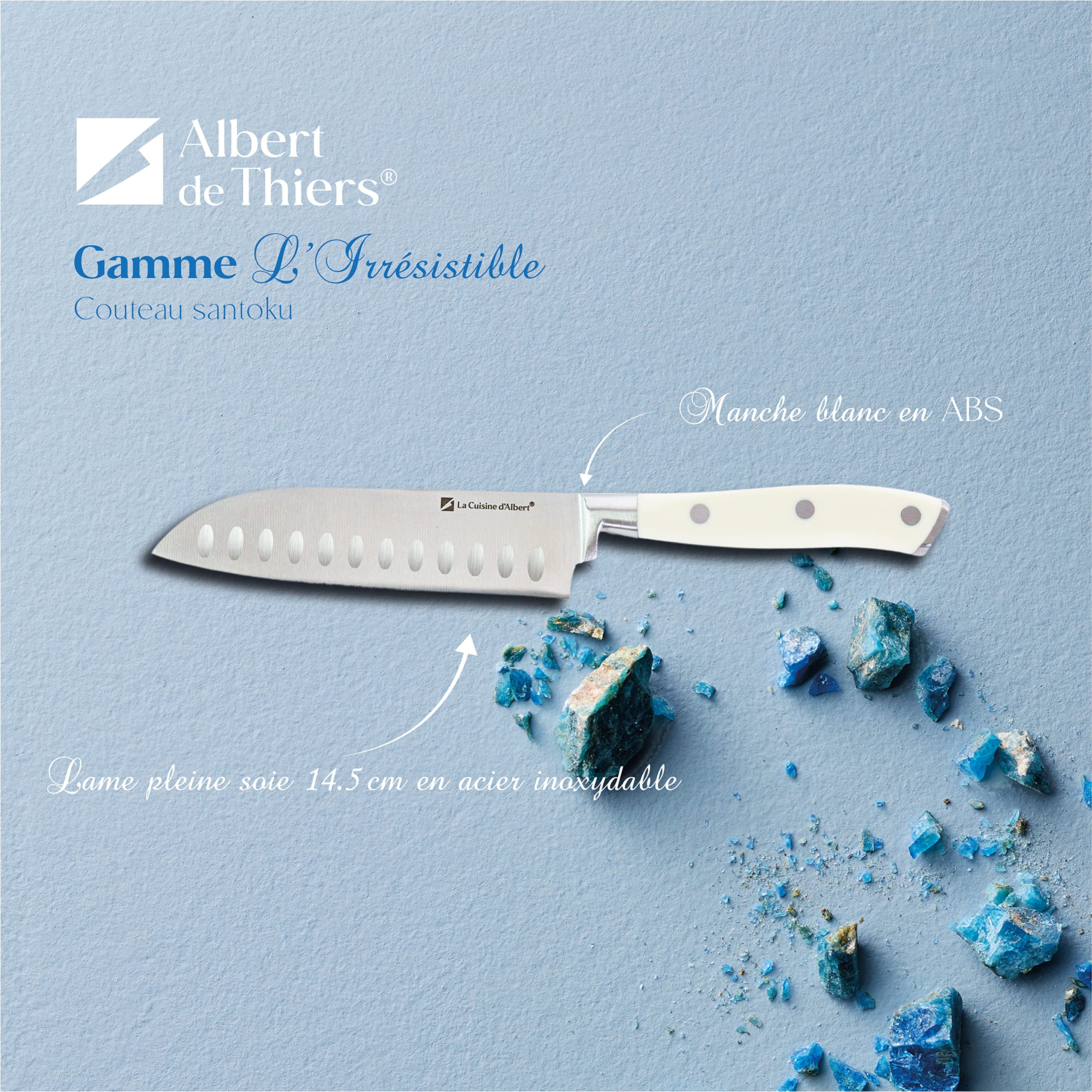 Couteau Office Albert De Thiers 9 Cm - Lame Acier Inoxydable - Manche ABS Avec 3 Rivets - Protection PVC