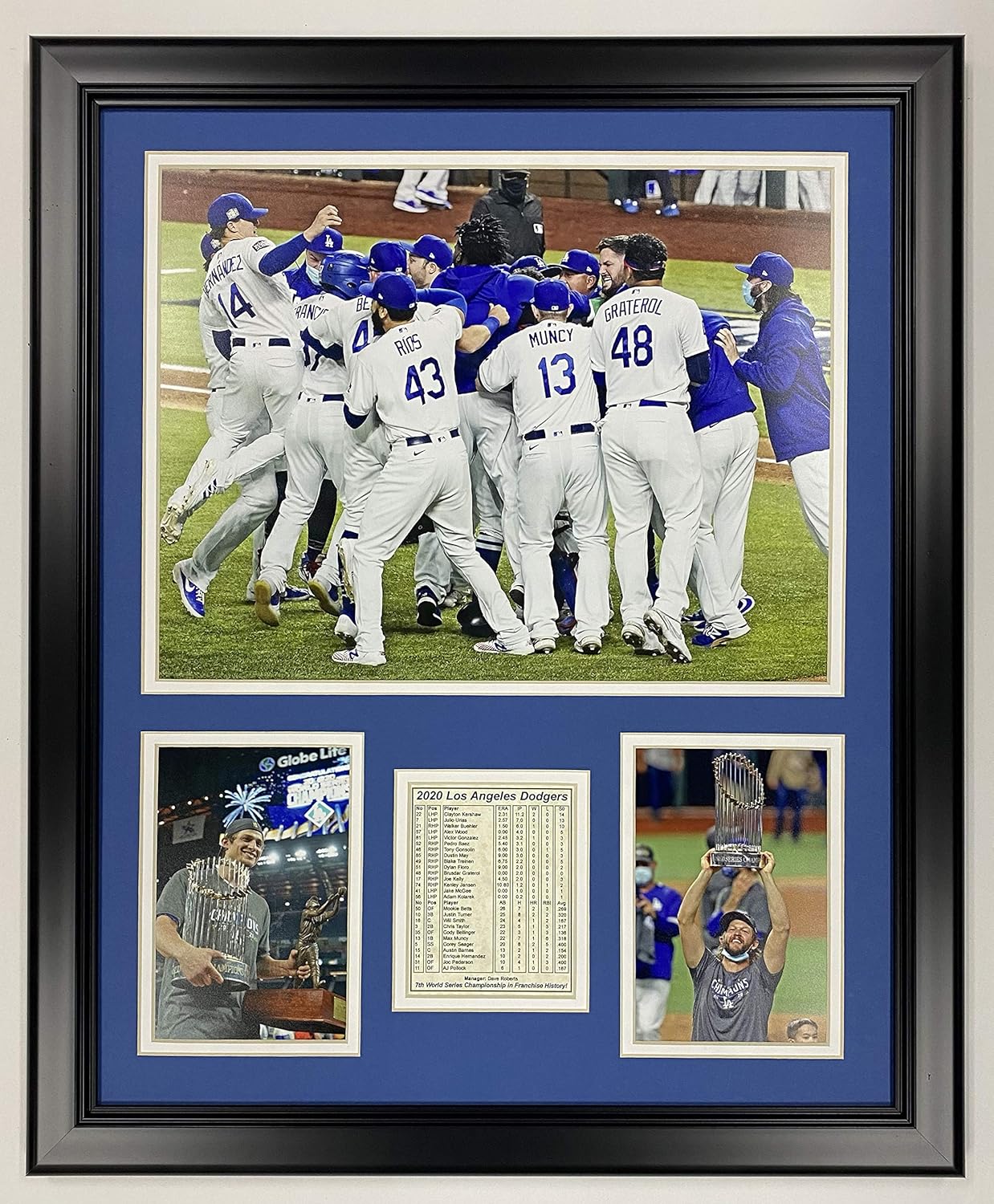Los Angeles Dodgers - 2020 World Series Champions - 18" x 22" Framed Double Matted Photo Collage - Celebration