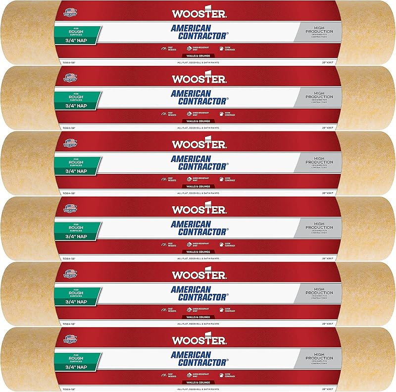 Wooster Brush R364 18 inch American Contractor 3/4 inch Nap Paint Roller - Pack of 6