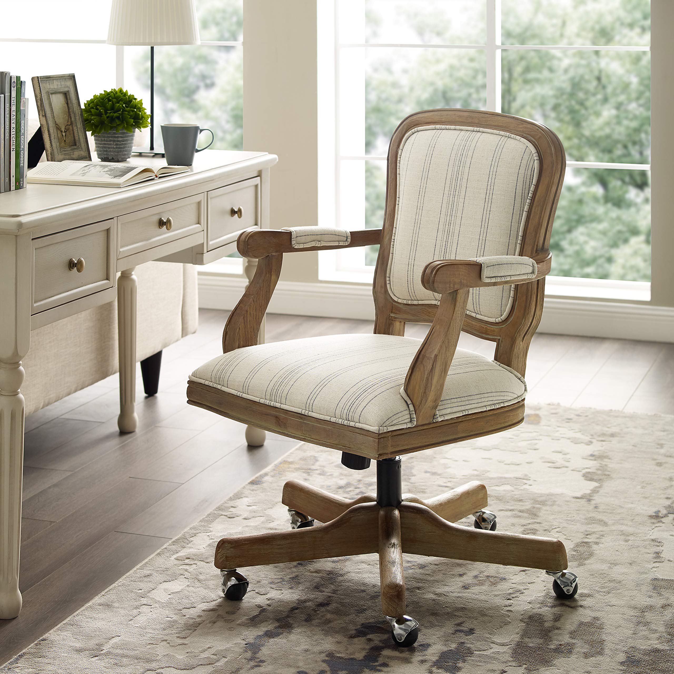 Amazon.com: Linon Home Décor Harris Stripes Office Chair, White