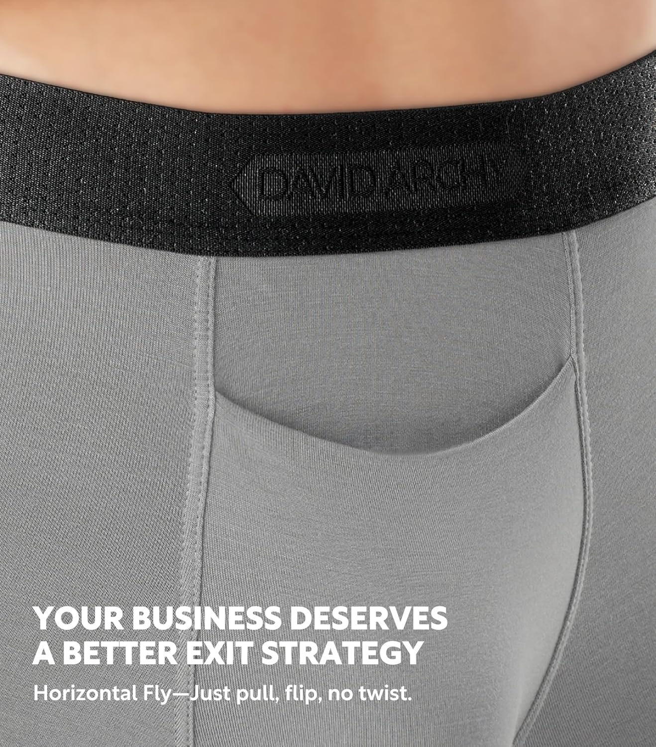 DAVID ARCHY Men's CoreComfort Pouch Boxer Briefs Underwear with Easy Access Fly, Breathable Bamboo Rayon Underwear 4-Pack - Image 3