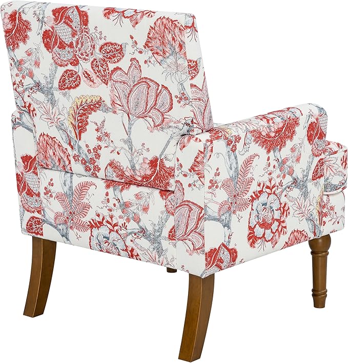 Sillón Tapizado Floral con Brazos Madera para Sala miniatura 11
