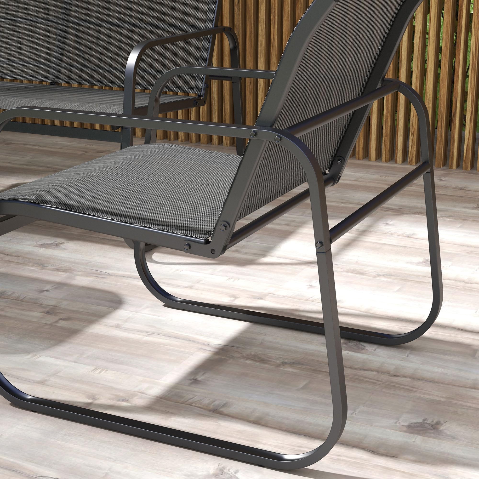 Outsunny Gartenmöbel-Set 4-TLG., Gartengarnitur mit 1 Zweisitzer, 2 Stühlen, 1 Couchtisch, Sitzgarnitur, Balkonmöbel-Set für Terrasse, Mesh, Schwarz