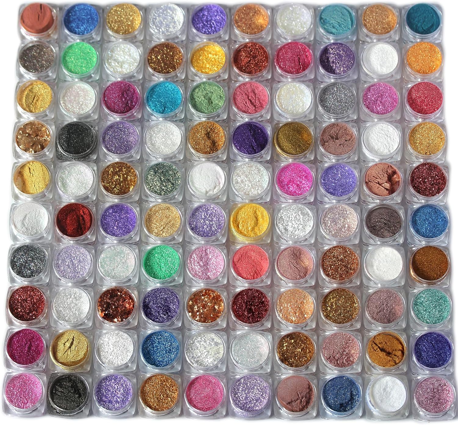 100 Colors High Shine Diamond Mica Pearl Pigment Powder Set for Epoxy Resin, Tumblers, Candle Making, Resin Crafting, Paint, Jewelry & Nail Art