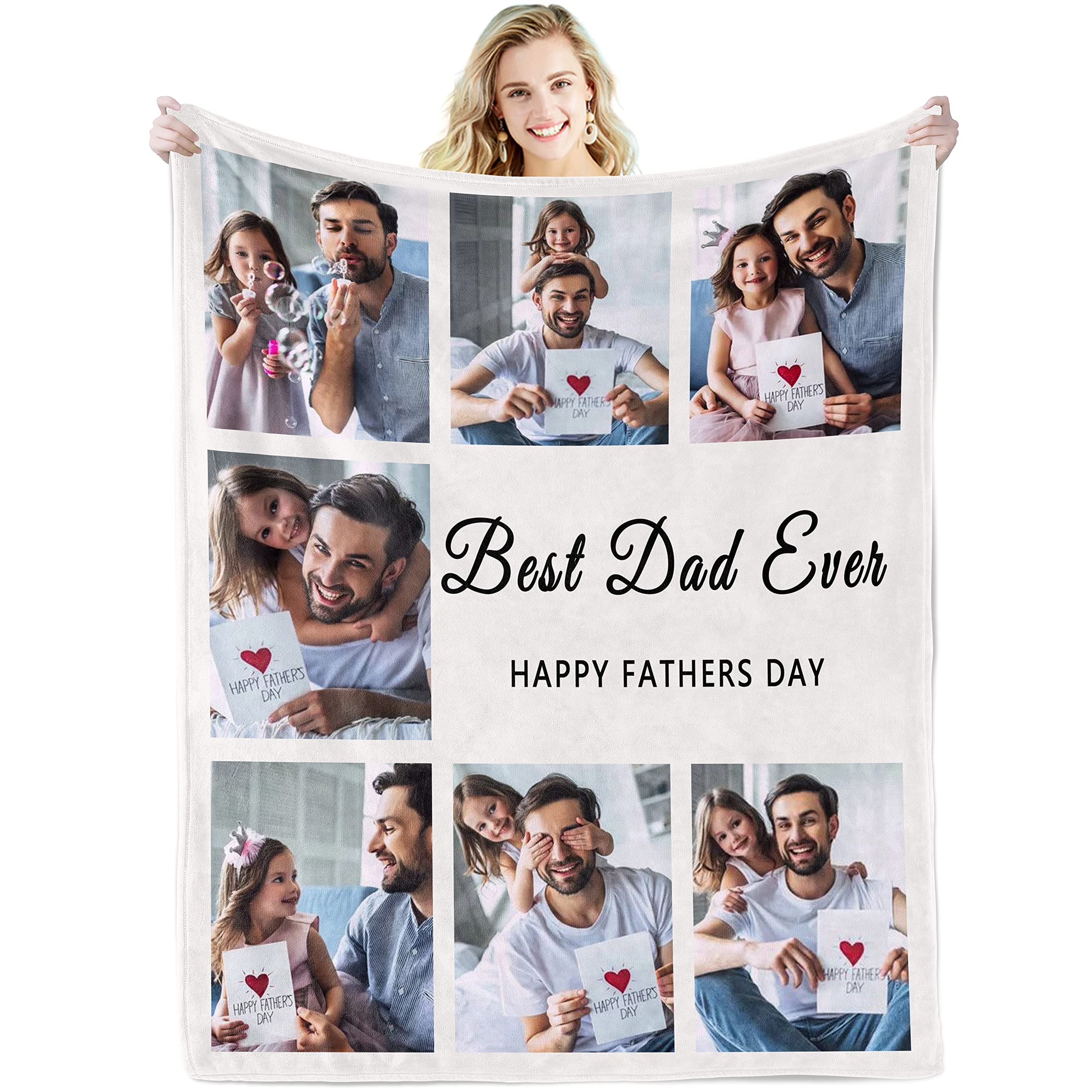Youltar Custom Blanket with Photo - Personalized Father's Day & Birthday Gifts for Dad from Daughter or Son, Customized Picture Blanket for Christmas