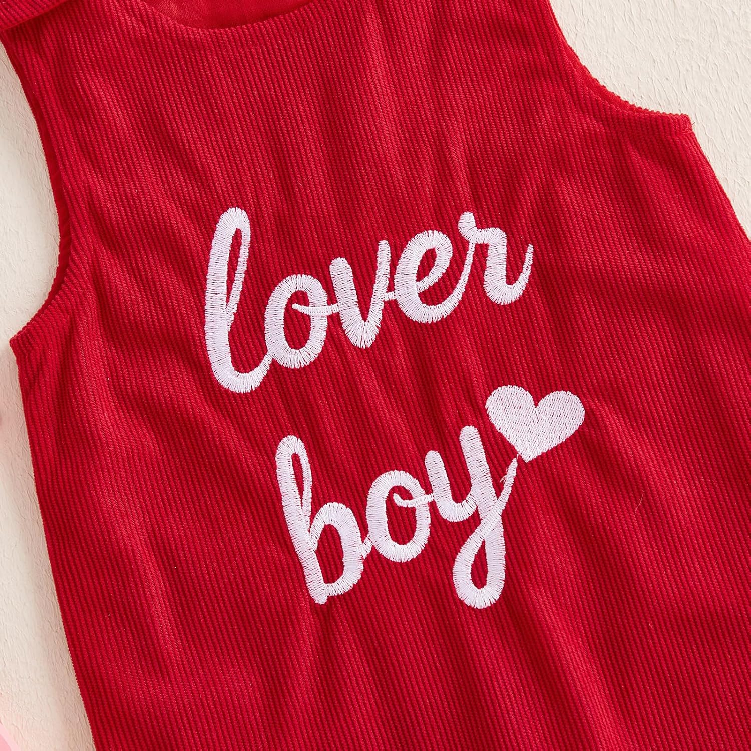 Baby Boy Valentines Day Outfit Lover Letter Print Romper Toddler Boys One Piece Jumpsuit Corduroy Overalls 0-3Y - Image 6