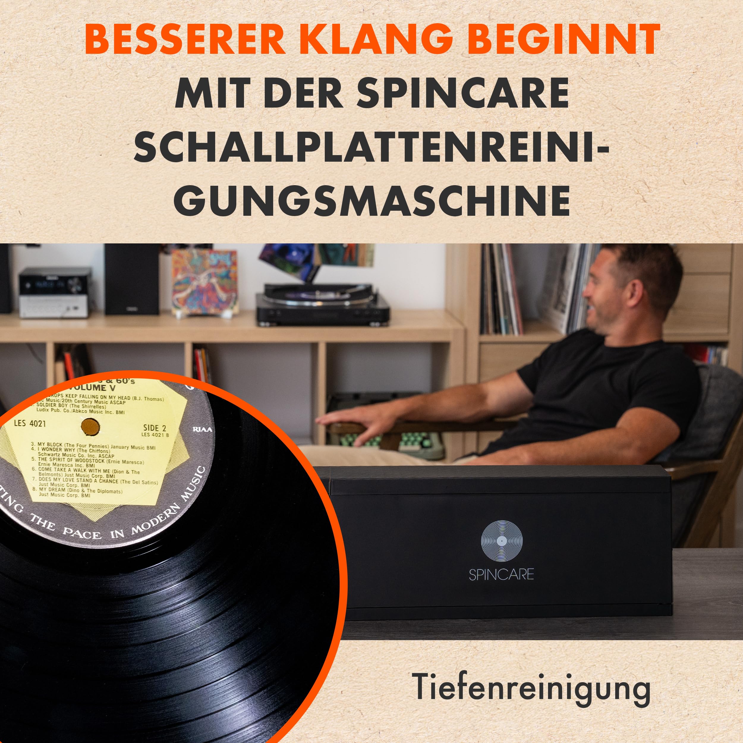 SPINCARE Schallplatten Reinigung für 18-25-30 cm Vinyl Schallplatten - Reinigungssystem mit Reinigungslösung - Mikrofasertüchern - Waschschüssel - Zubehör - Reinigt 500 LPs | Reinigungsset mit Wäscherlösung und Zubehör, reinigt 500 LPs und schützt Etikett