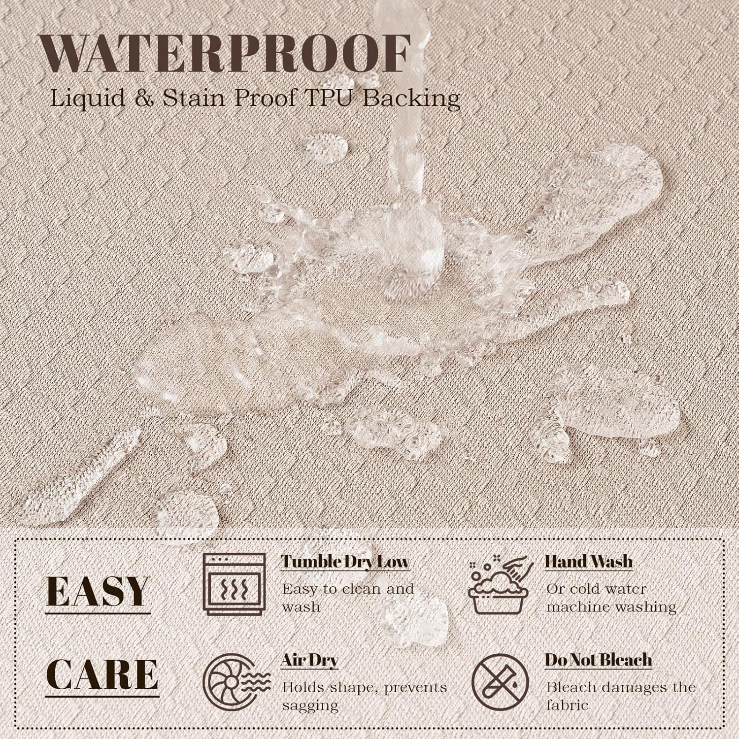 Songrey Waterproof Seat Covers for Dining Chairs Set of 6, No Rear Chair Covers, Stretch Removable Washable Chair Slipcover Protector, Taupe