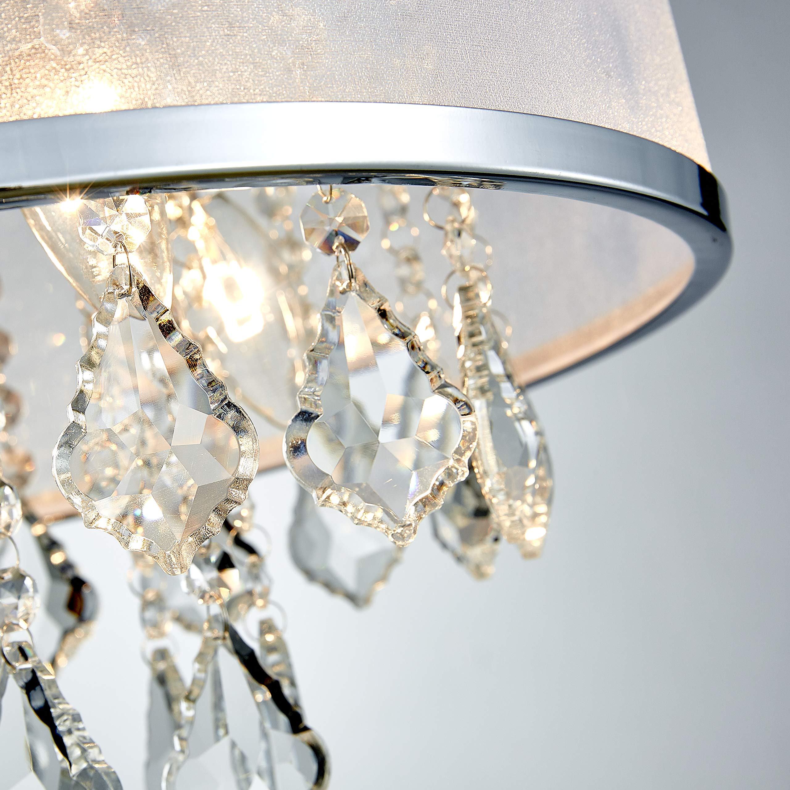 BESTIER Moderno colgante de cristal tambor araña iluminación lámpara de techo lámpara comedor comedor baño dormitorio sala de estar 4 E14 bombillas requeridas