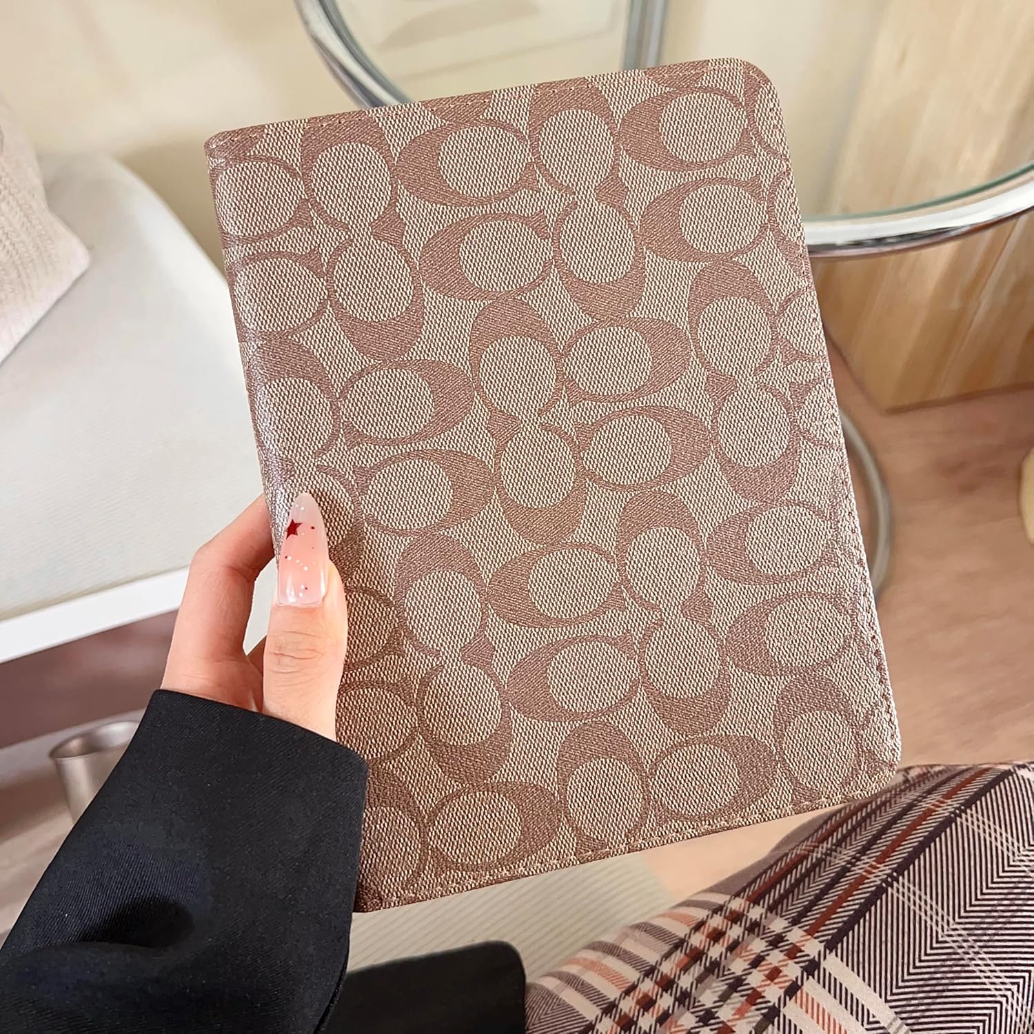 Brown Designer PU Leather Case for iPad mini 7 （A17 Pro） 2024/iPad Mini 6 2021 8.3 Inch,iPad mini 7th/6th Gen PU Cover with Slim Protective & Pencil Holder, Soft TPU Back & Auto Sleep/Wake