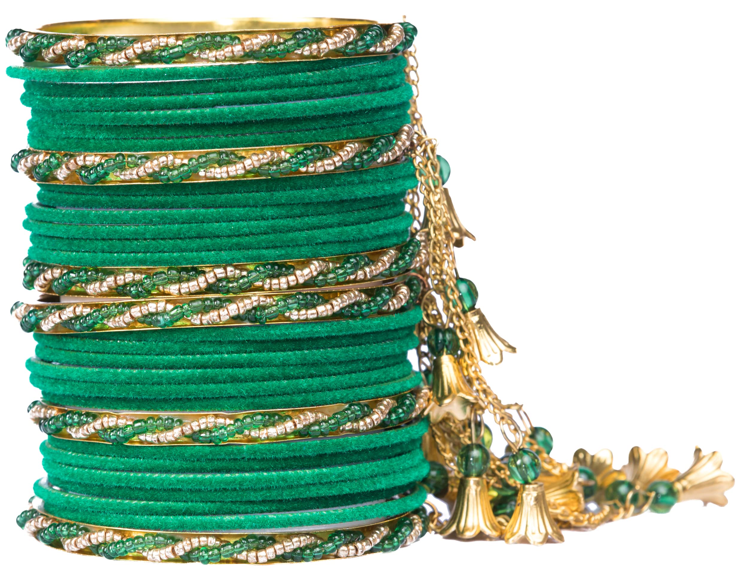 Mamon Creations Brass Metal Fabric Alloy Bangles for Womens (Green-Gold 2-2) (B0BTYMK6CH) Amazon Price History, Amazon Price Tracker