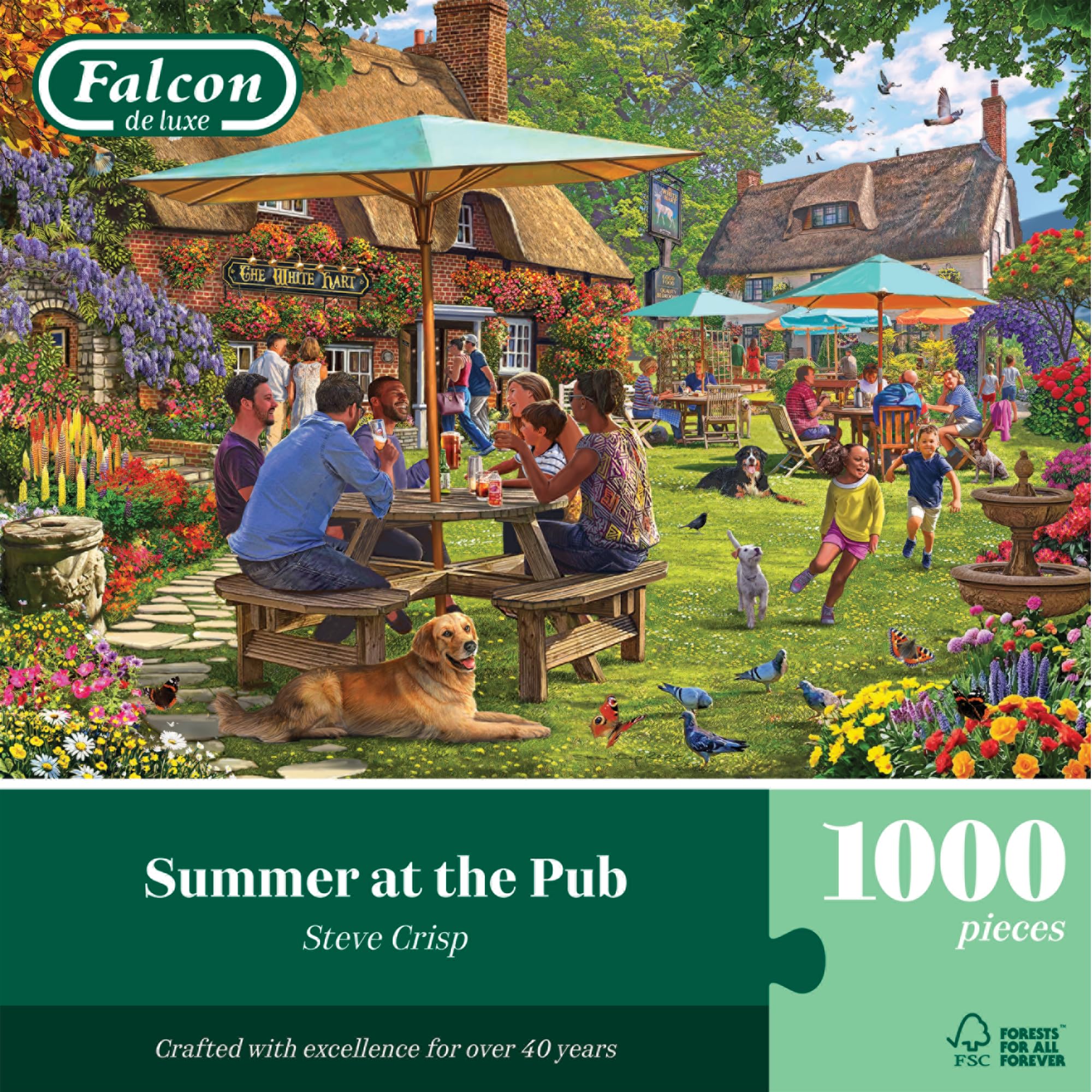 Falcon Summer at the Pub, 1000 Piece Jigsaw Puzzle for Adults - Beautifully Illustrated 1000Pc Adult Jigsaws, Fun Present & Activity for Home, Puzzles for Rainy Days, Birthday Jumbo