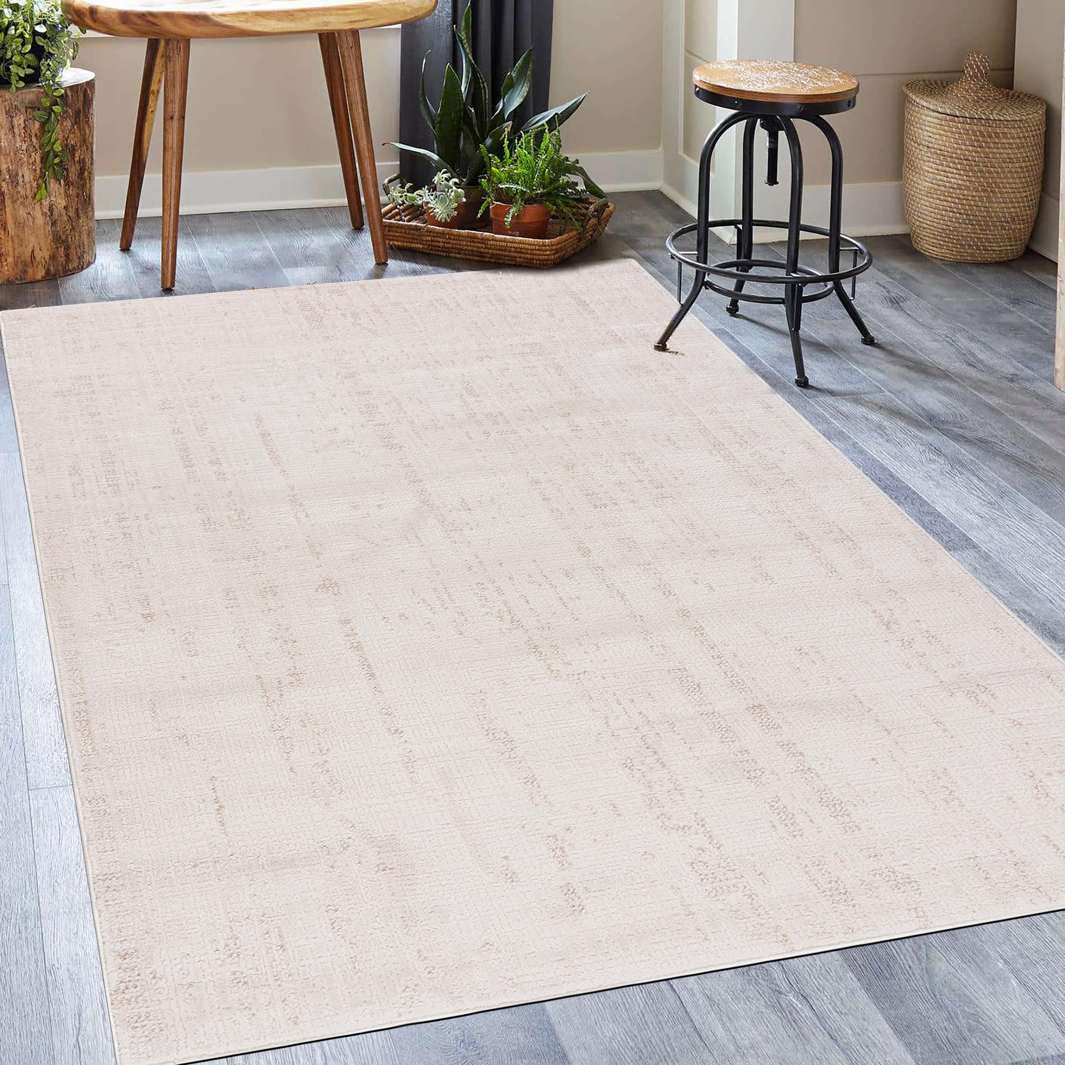 Tapis beige abstrait souple et doux certifié ÖKO-TEX Mazovia