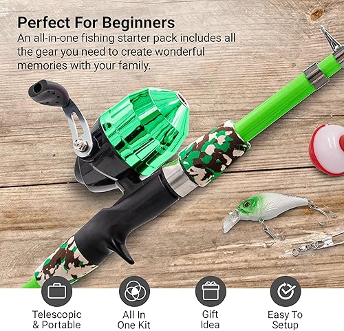Miniatura 2 de Lanaak Kids Fishing Pole and Tackle Box - with Net, Travel Bag, Reel and Beginners Guide - Rod and Reel Kit for Boys, Girls, or Youth
