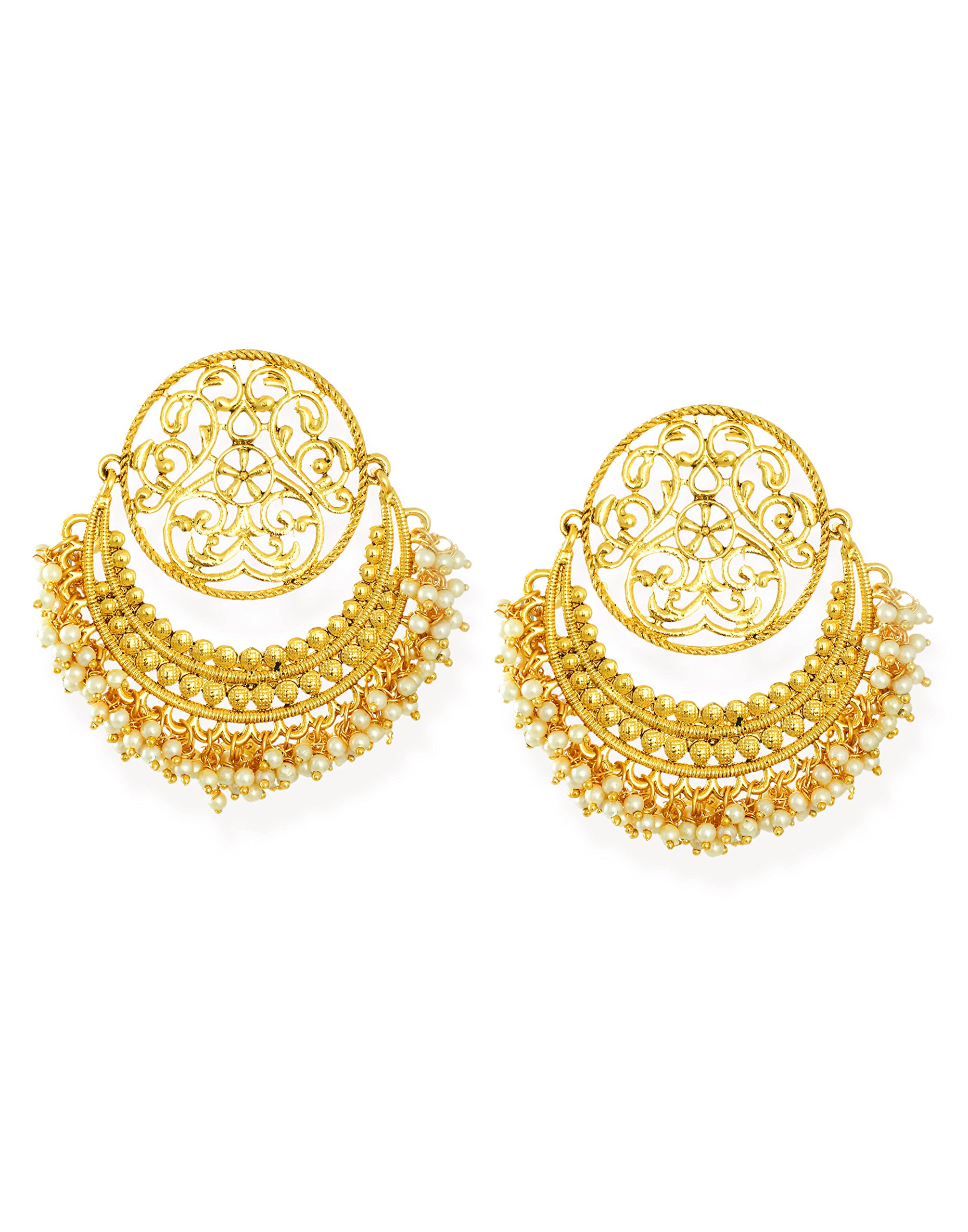 Zaveri Pearls Gold Tone Traditional Chandbali Earring For Women-ZPFK6899 (B07BFFK5J6) Amazon Price History, Amazon Price Tracker