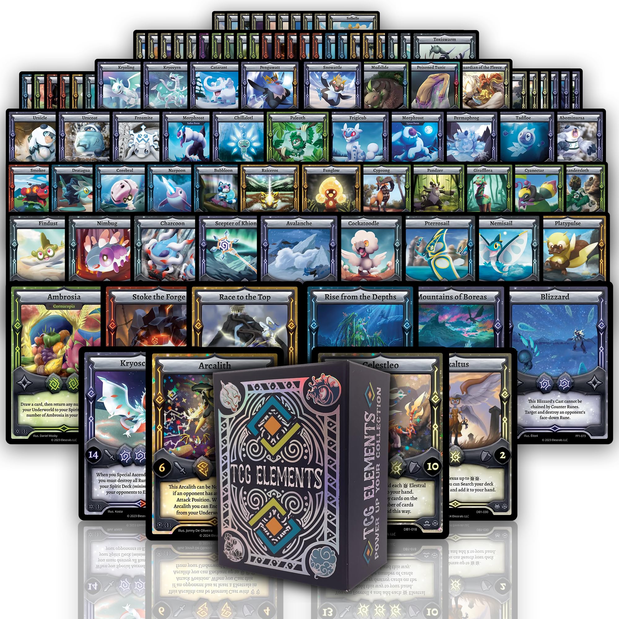 Amazon.com: TCG Elements Elestrals Bundle, 100 Cards with Deck Box,  Includes 100 Commons/Uncommons, 3 Foils, 5 Rares : Toys & Games