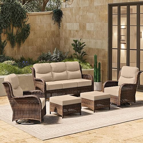 HILLGA Luxury High Back Patio Furniture Set with 6-Inch Thick